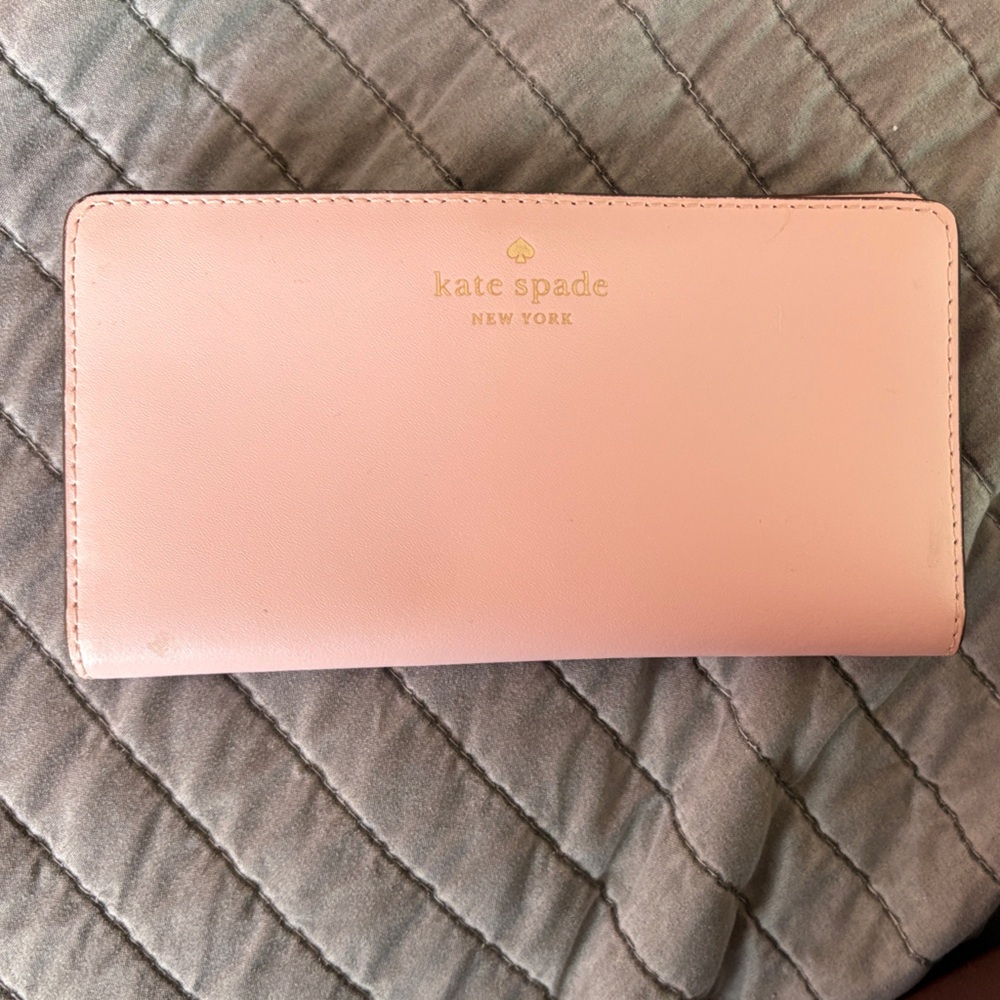 Kate Spade Blush Pink Wallet with Gold Accents